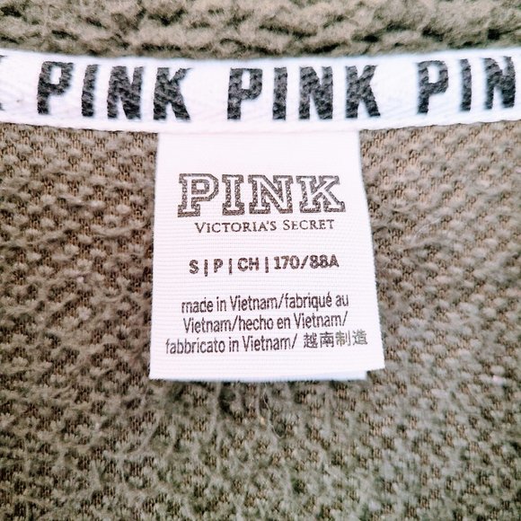 Victoria's Secret PINK Dark Green Fluffy Boyfriend Quarter Zip Pullover Sweater - Picture 9 of 10